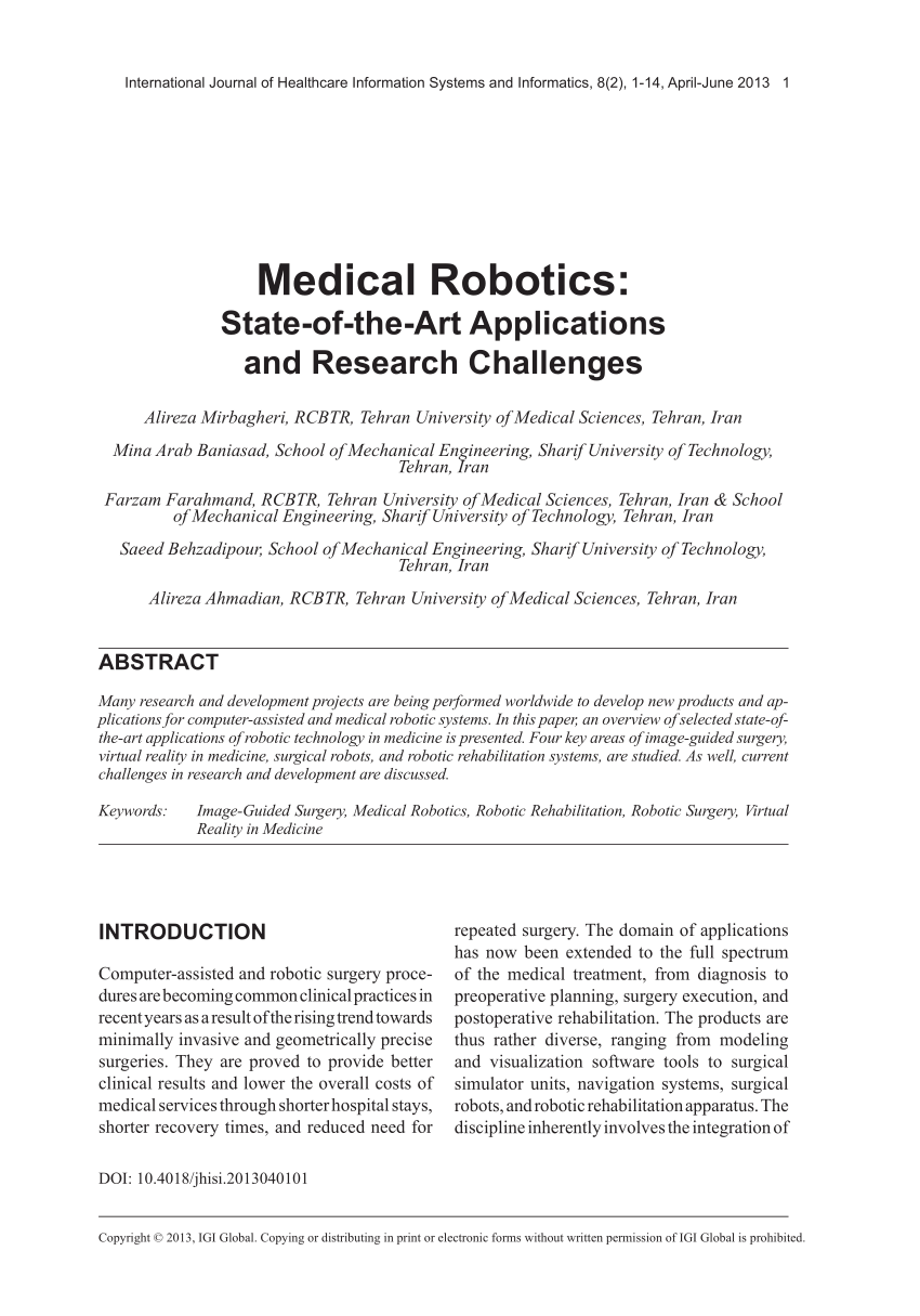 robotics in healthcare research paper