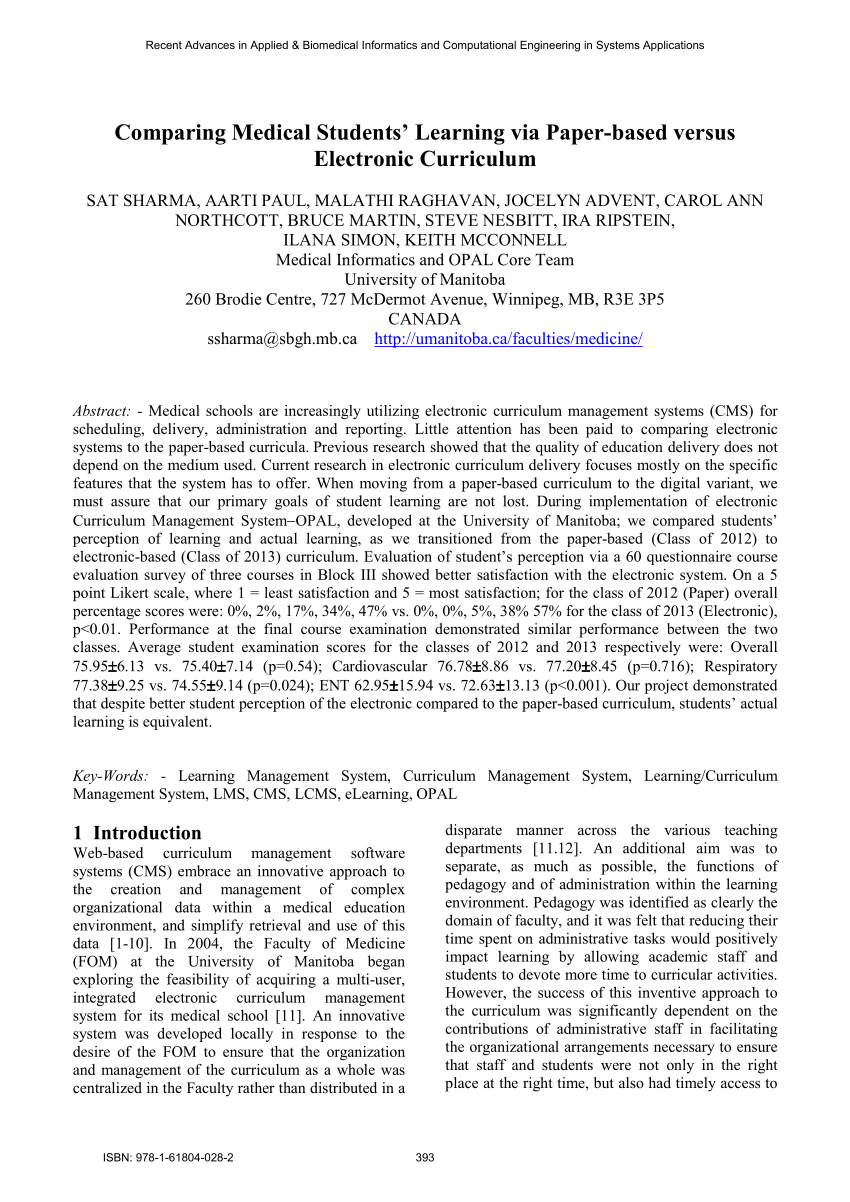 PDF Comparing medical students learning via paper based versus