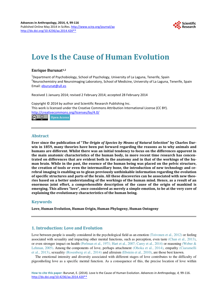 PDF) Love Is the Cause of Human Evolution