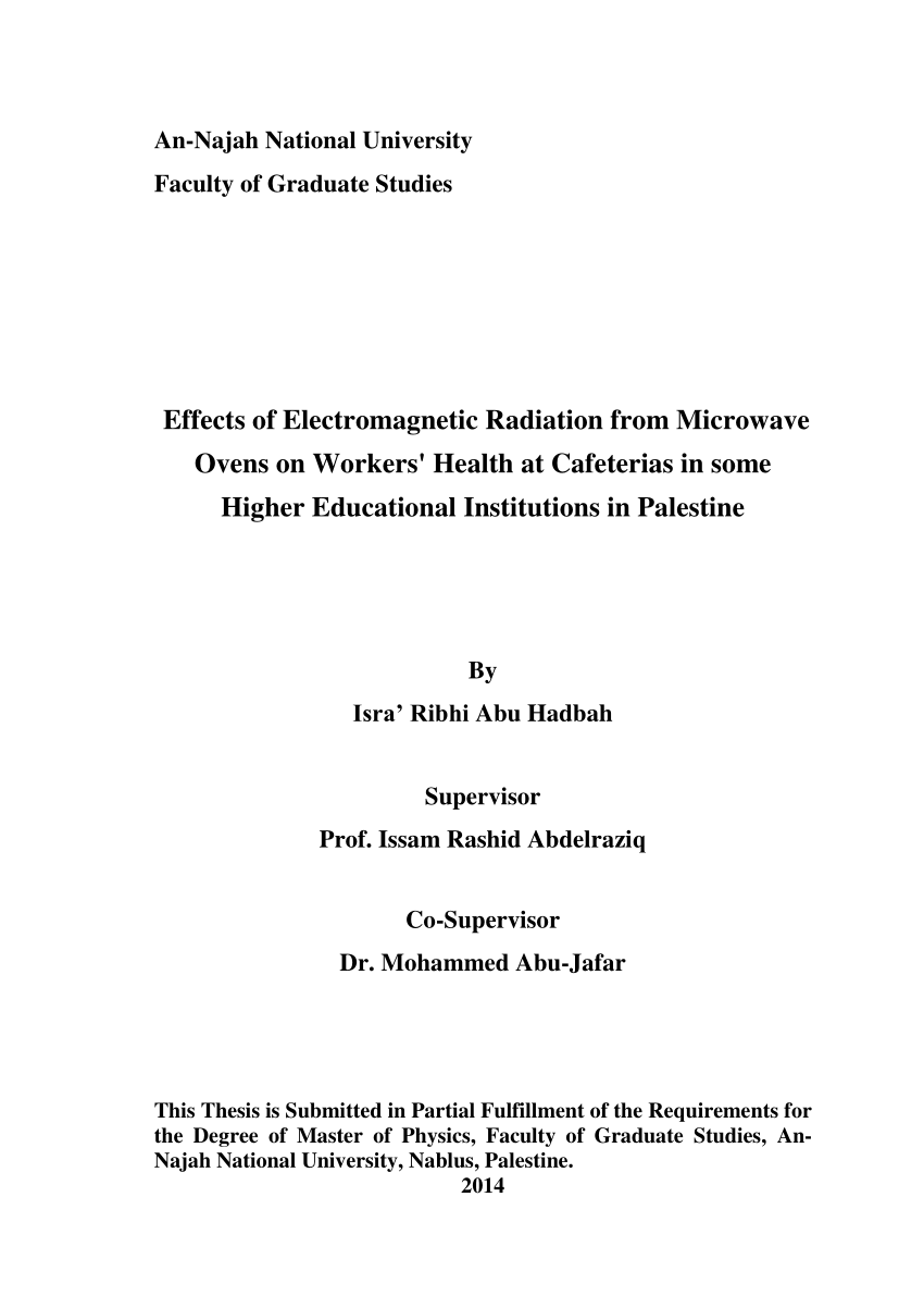 PDF) Effects of Electromagnetic Radiation from Microwave Ovens on ...