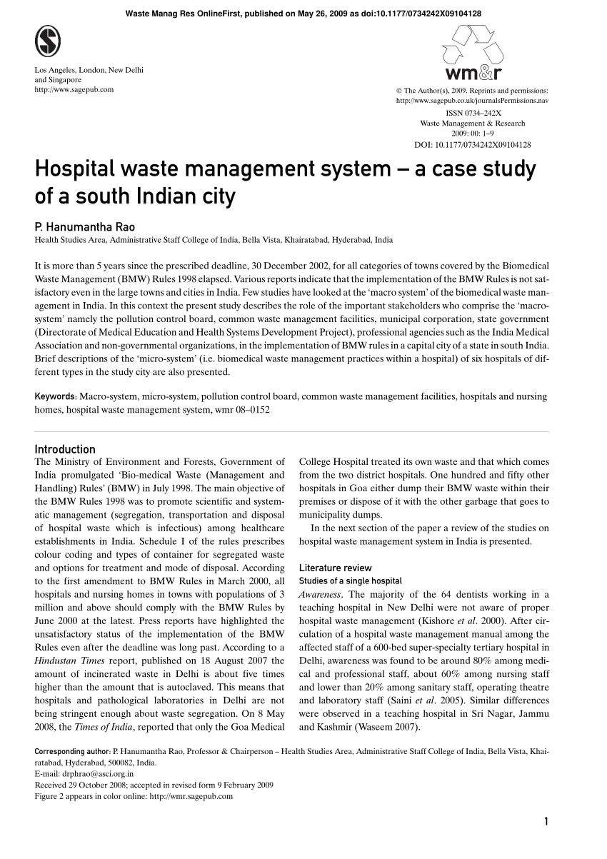 case study on hospital waste management