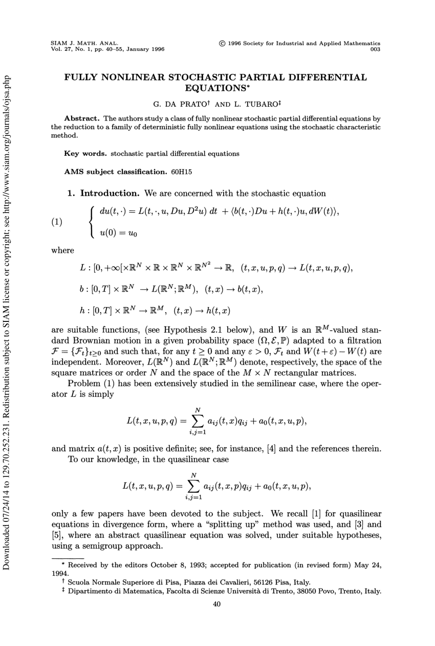Pdf Fully Nonlinear Stochastic Partial Differential Equations