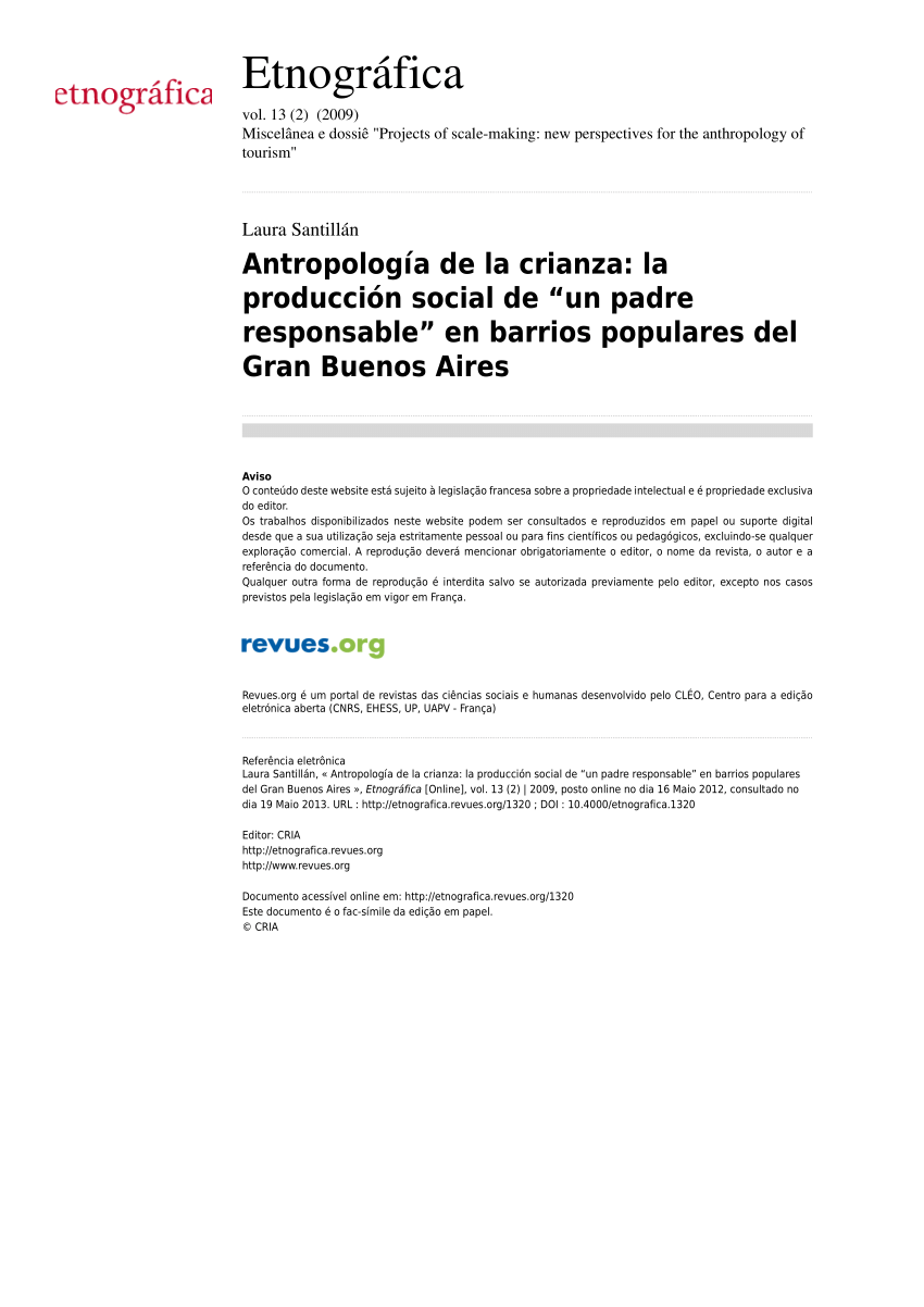 PDF) Antropología de la crianza: la producción social de “un padre  responsable” en barrios populares del Gran Buenos Aires