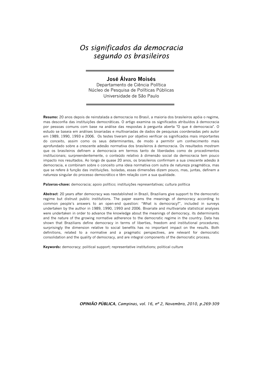 O significado da democracia segundo os brasileiros - NUPPs - USP