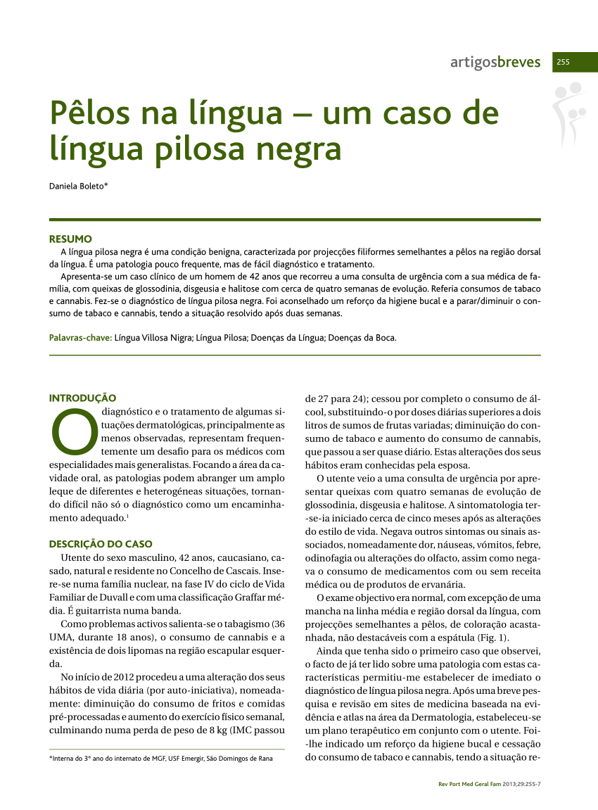 (PDF) Pêlos na língua: um caso de língua pilosa negra