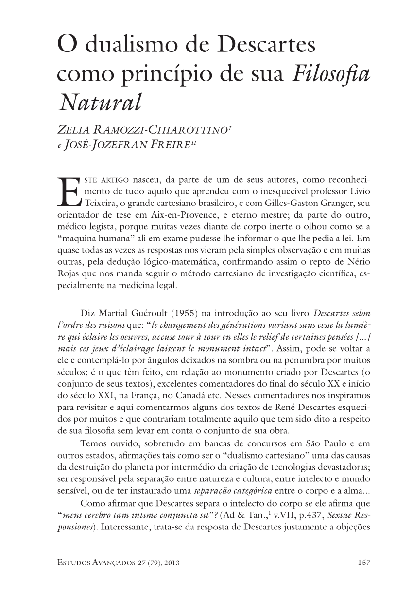 (PDF) Descartes dualism as a principle of his Natural Philosophy