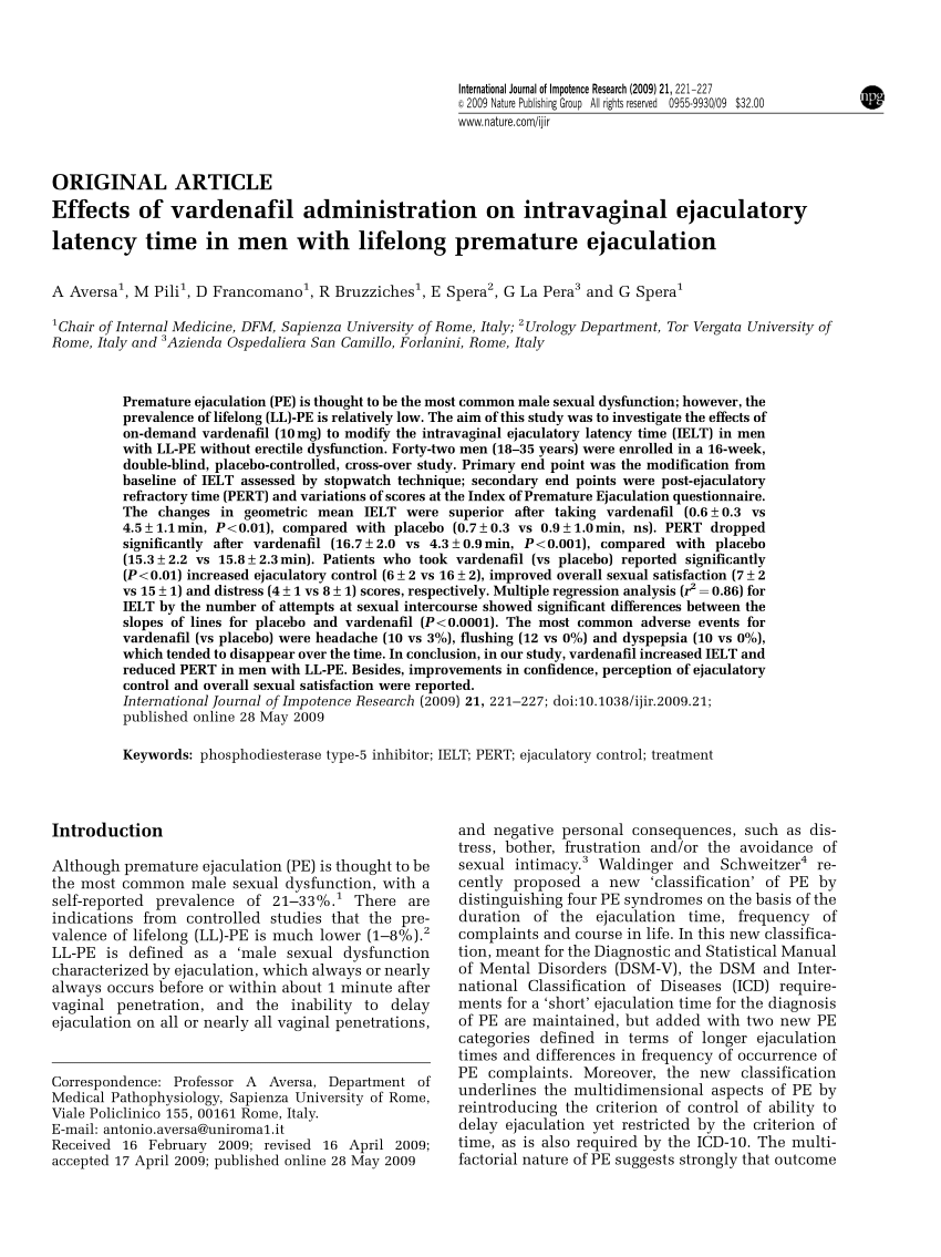 PDF Effects of Vardenafil Administration on Intravaginal