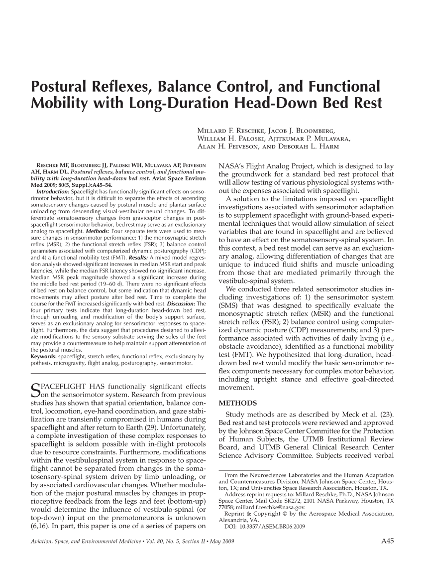 PDF) Postural Reflexes, Balance Control, and Functional Mobility ...