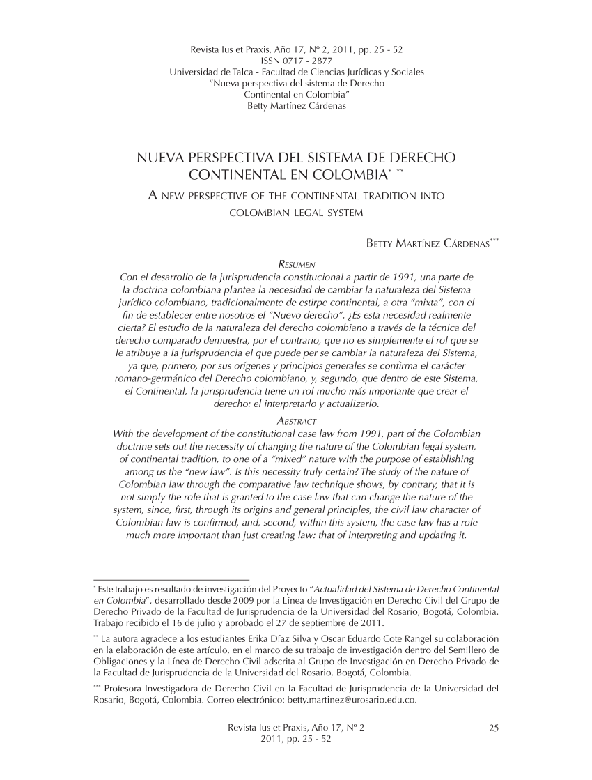 (PDF) NUEVA PERSPECTIVA DEL SISTEMA DE DERECHO CONTINENTAL EN COLOMBIA