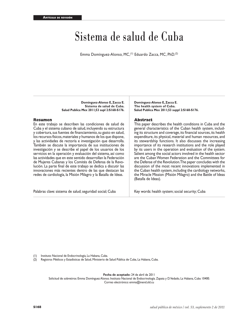 PDF) Sistema de salud de Cuba