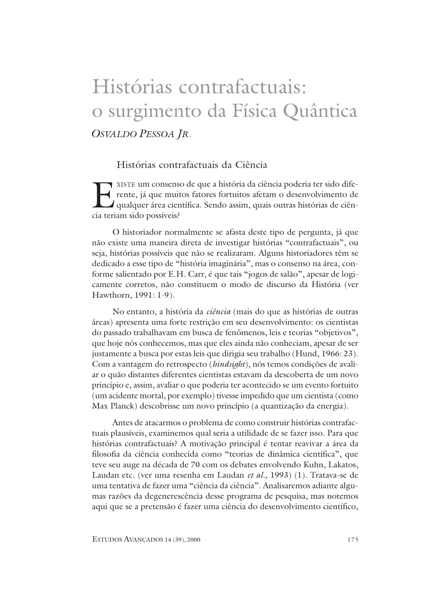 PDF) Histórias contrafactuais: o surgimento da Física Quântica