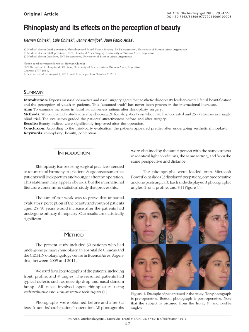 PDF) Rhinoplasty and its effects on the perception of beauty