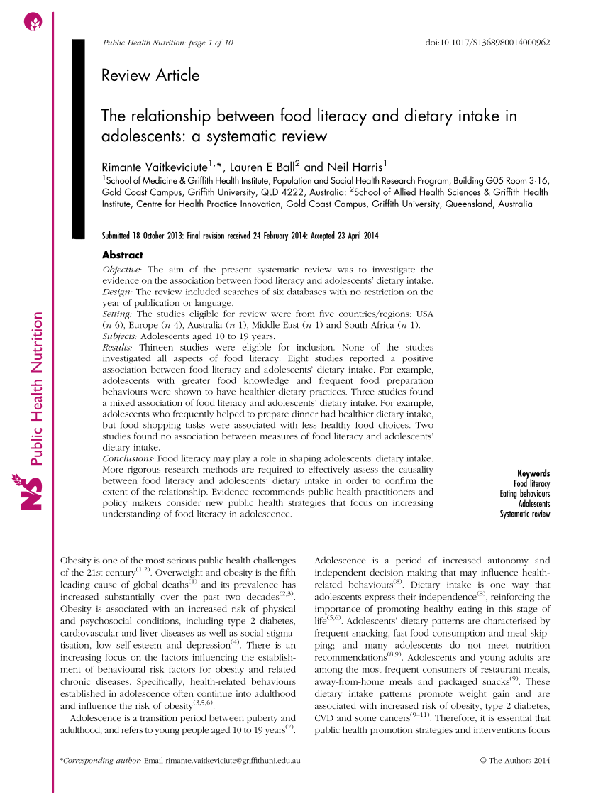 literature review on poor nutrition