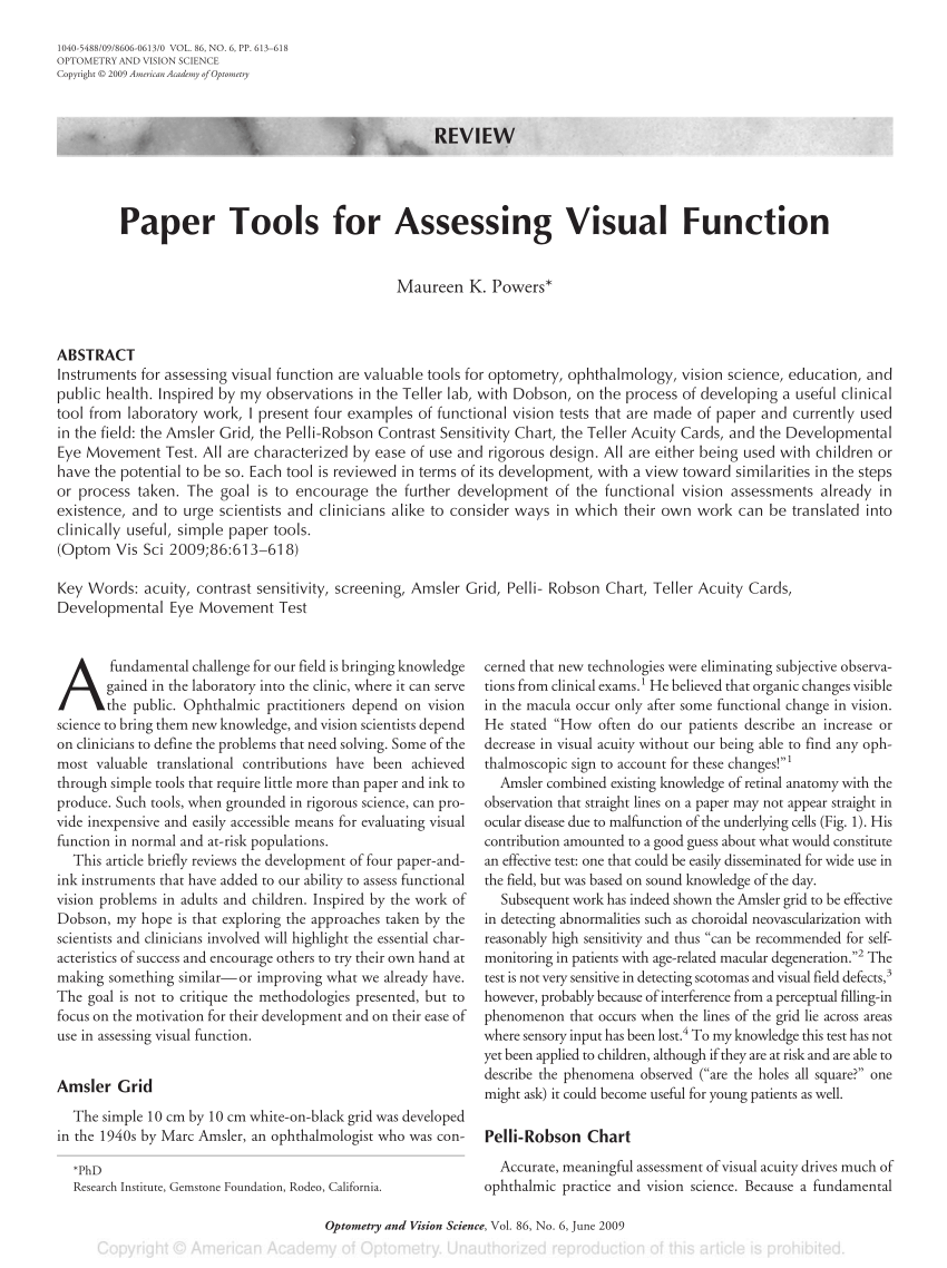 The Amsler Grid within the visual field; drawing photocopied with