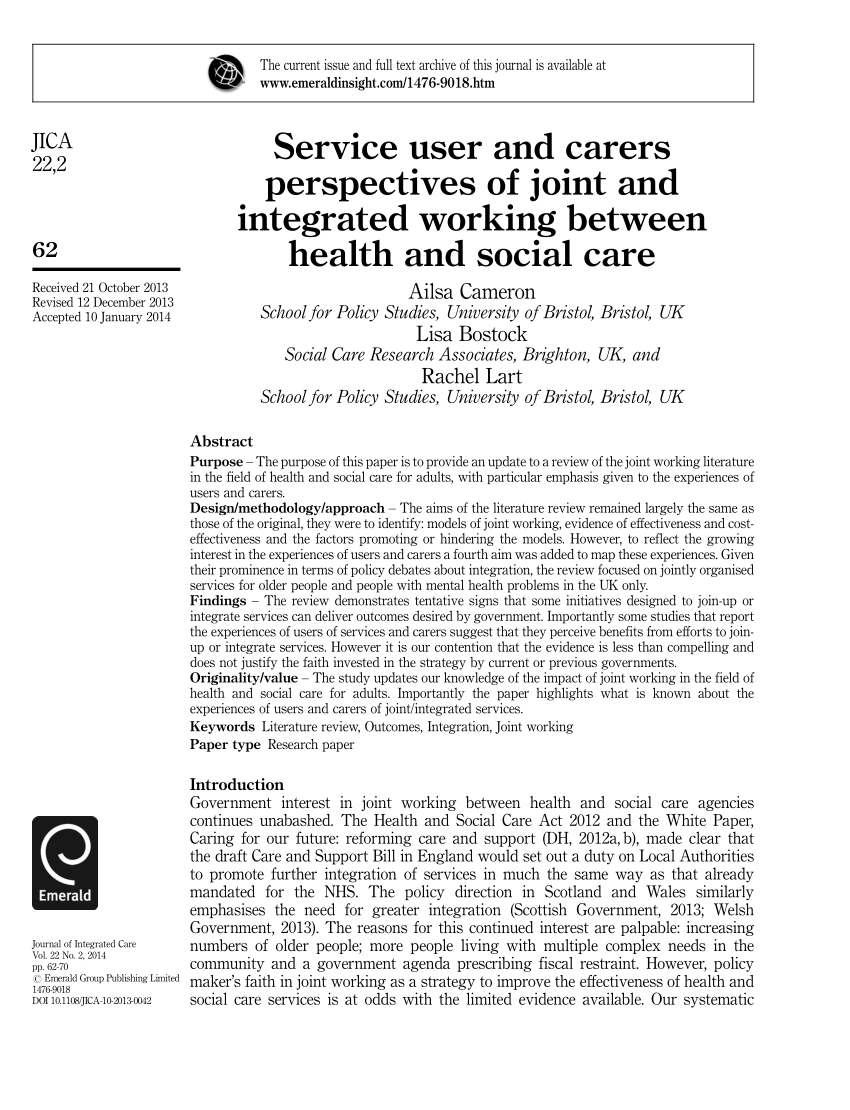 research on health and social care