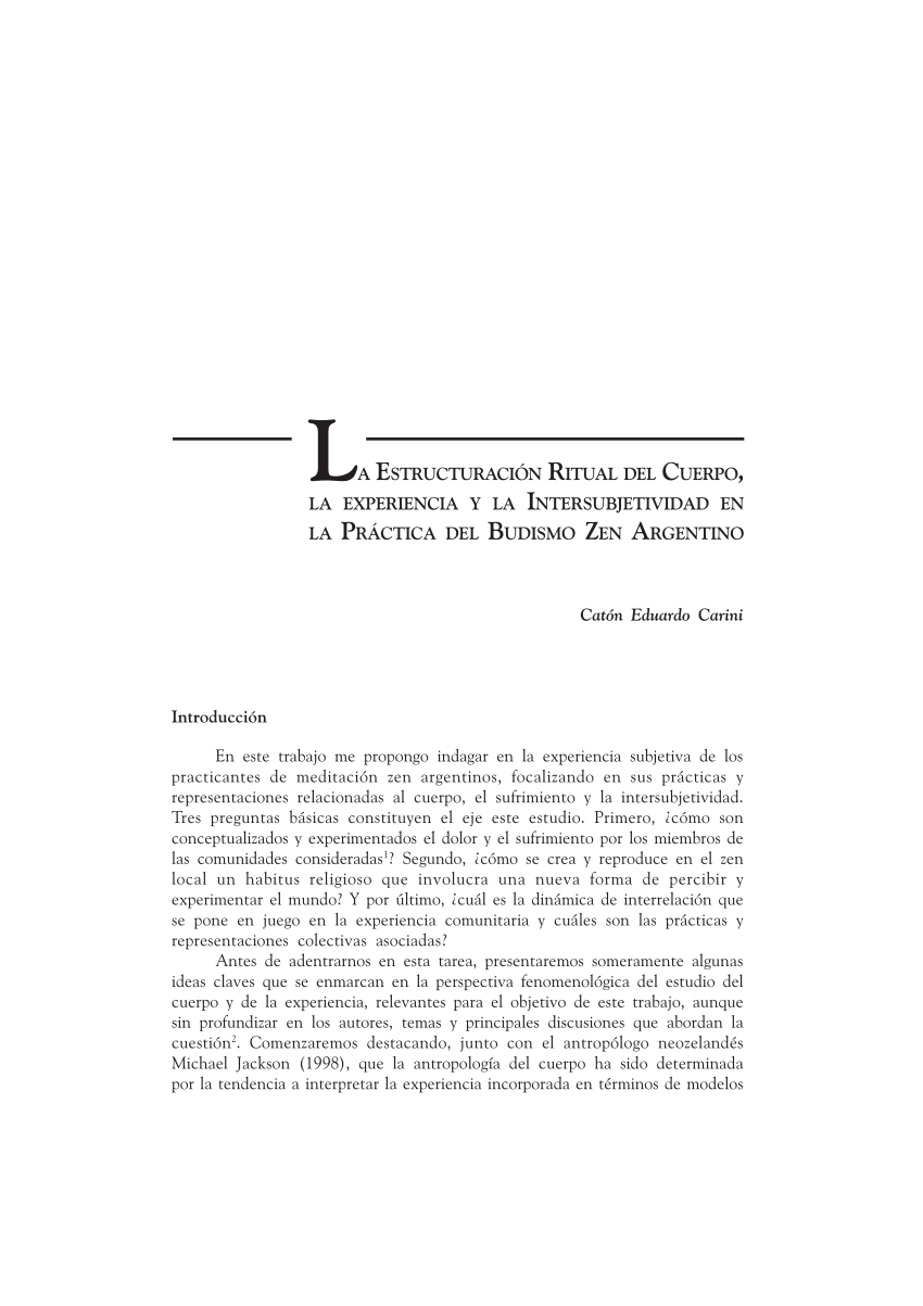 Pdf La Estructuracion Ritual Del Cuerpo La Experiencia Y La Intersubjetividad En La Practica Del Budismo Zen Argentino