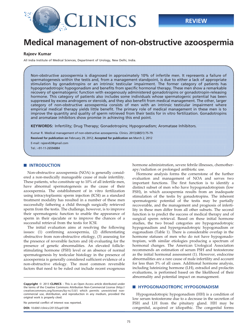 Pdf Medical Management Of Non Obstructive Azoospermia