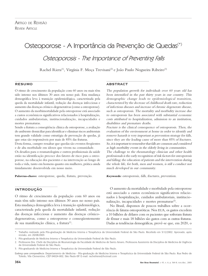 PDF) Osteoporosis - The importance of preventing falls