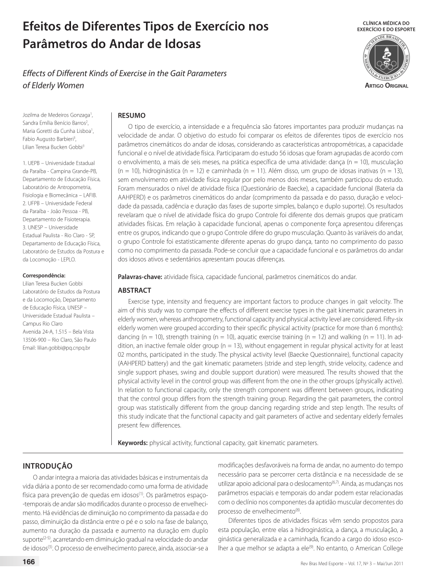 (PDF) Effects of Different Kinds of Exercise in the Gait Parameters of