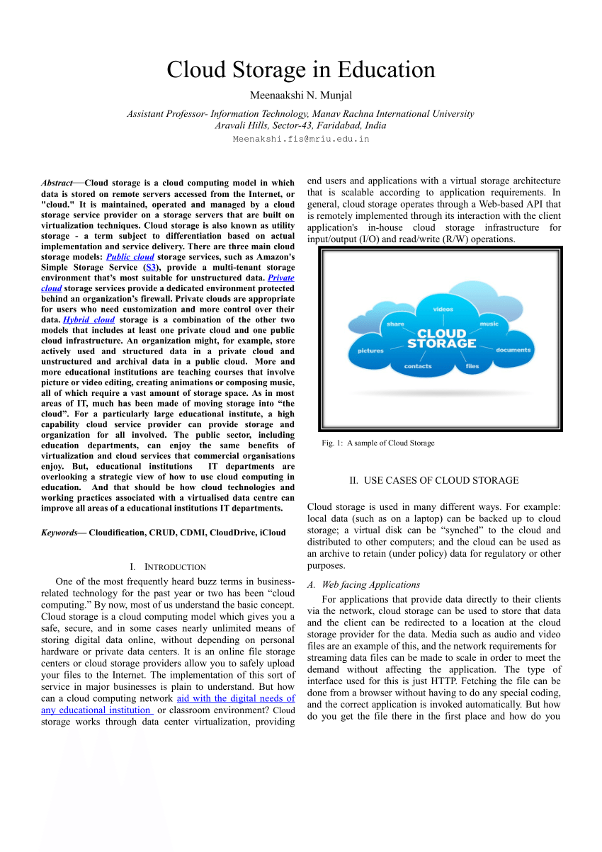 research paper on cloud storage