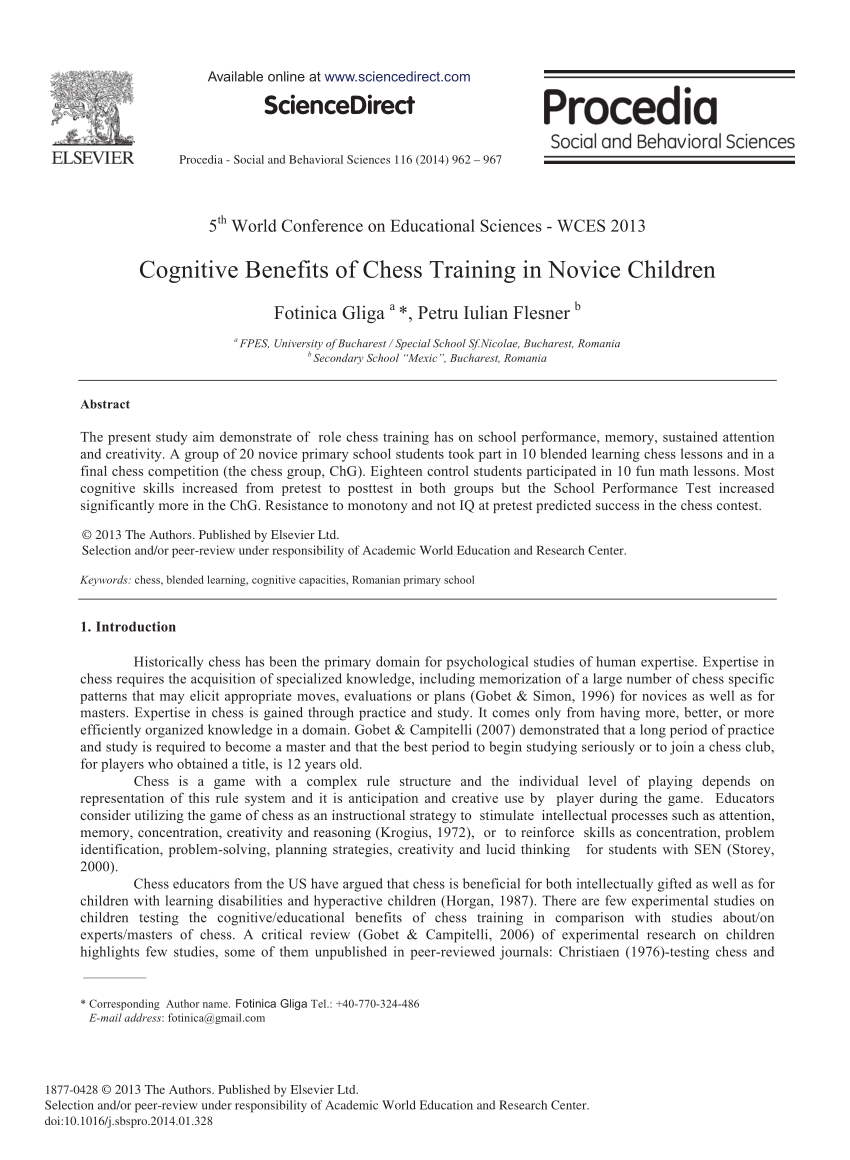 The relationship between cognitive ability and chess skill: A comprehensive  meta-analysis - ScienceDirect