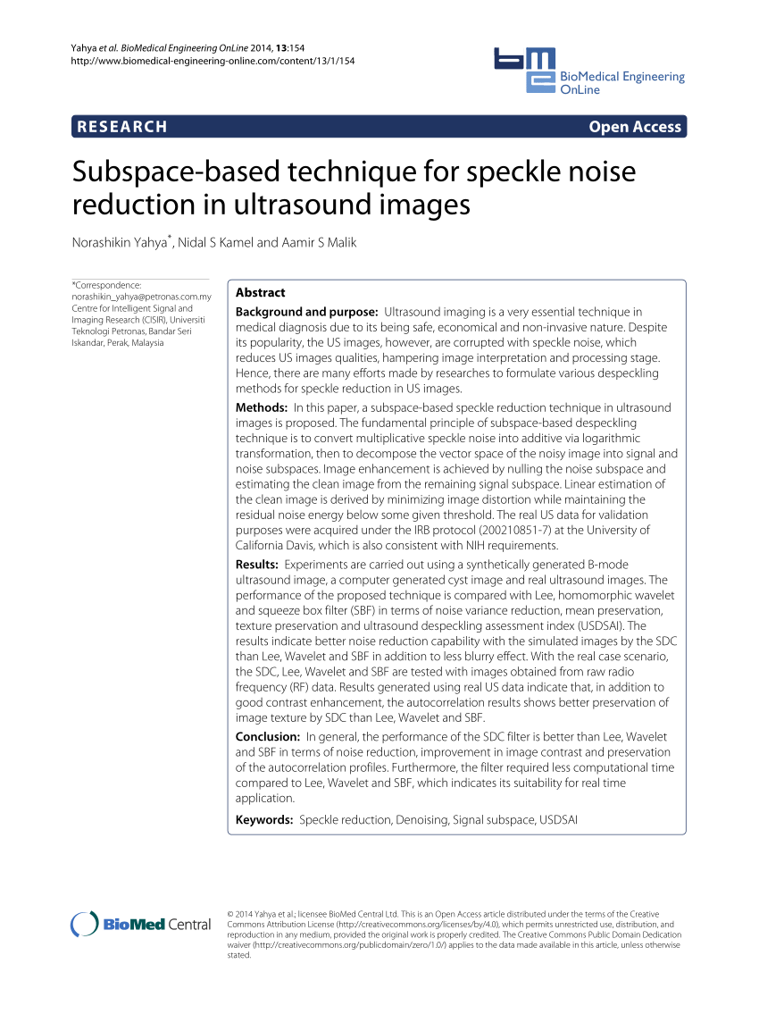 PDF) Subspace-Based Technique for Speckle Noise Reduction in SAR ...