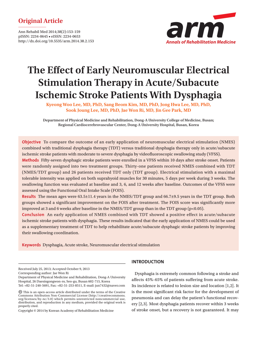 The Effects of Neuromuscular Electrical Stimulation on Swallowing Functions  in Post-stroke Dysphagia: A Randomized Controlled Trial