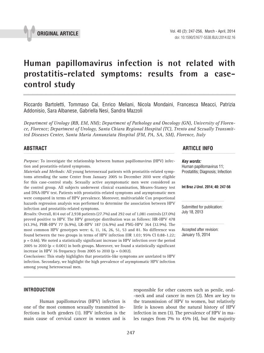 Papillomavirus prostatitis