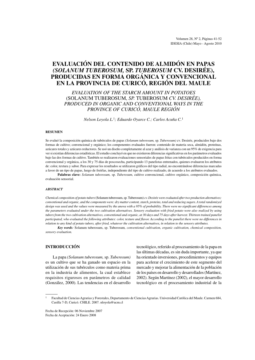 pdf  evaluaci u00d3n del contenido de almidon en papas  solanum tuberosum cv  desir u00c9e   producidas