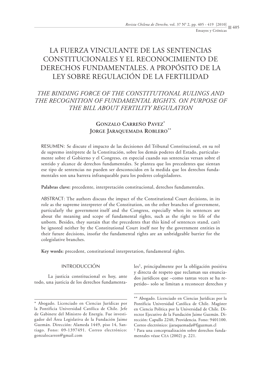 (PDF) LA FUERZA VINCULANTE DE LAS SENTENCIAS CONSTITUCIONALES Y EL ...