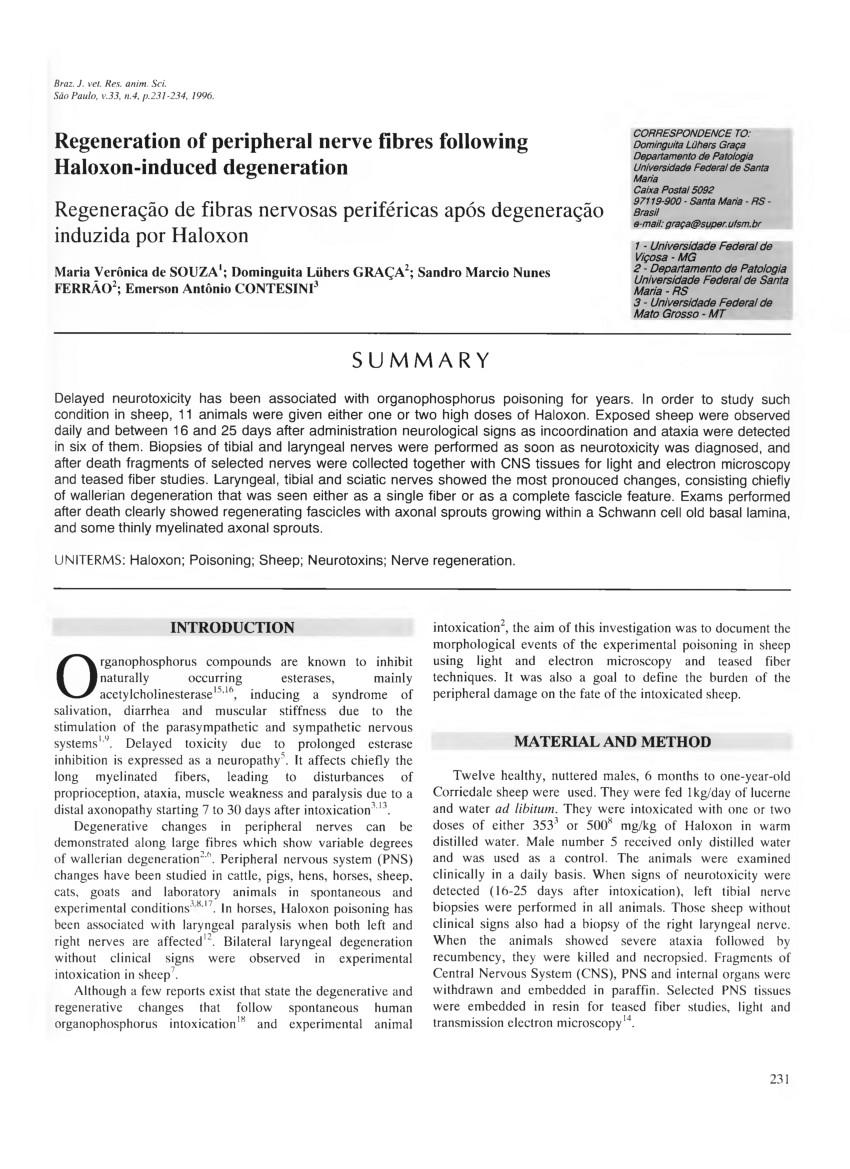 Pdf Regeneration Of Peripheral Nerve Fibres Following Haloxon Induced Degeneration