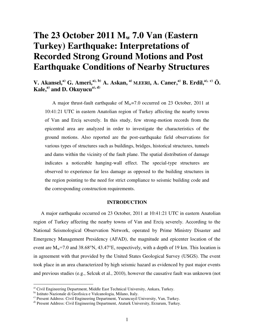 essay of earthquake in turkey