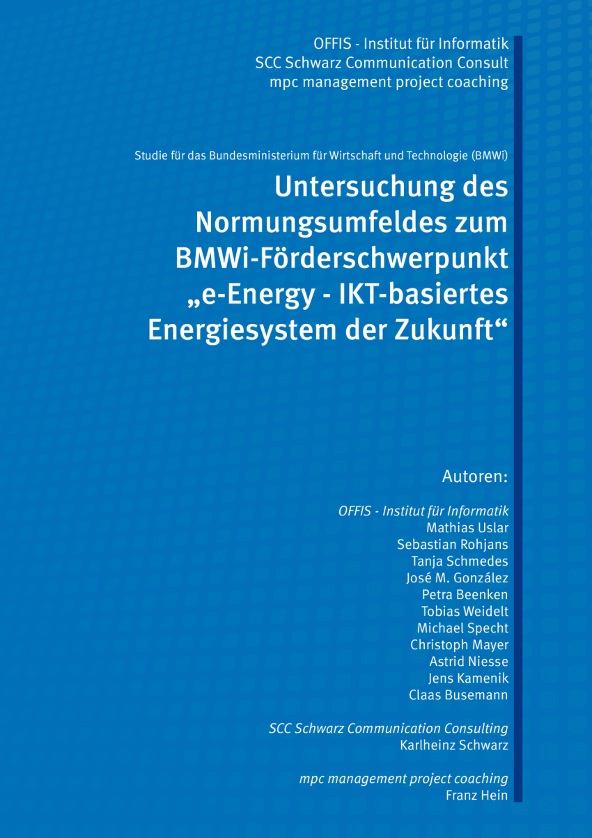 PDF) Untersuchung des Normungsumfeldes zum BMWi--Förderschwerpunkt