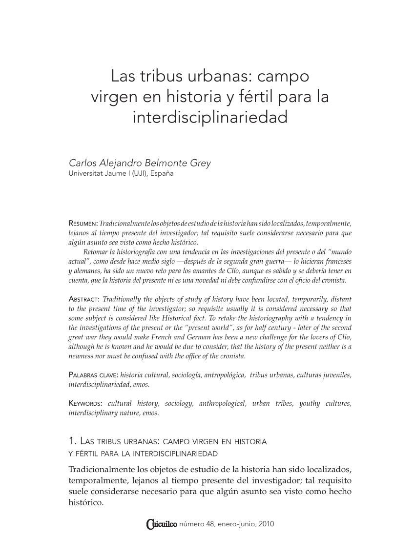 PDF) Las tribus urbanas: campo virgen y fértil para interdisciplinariedad