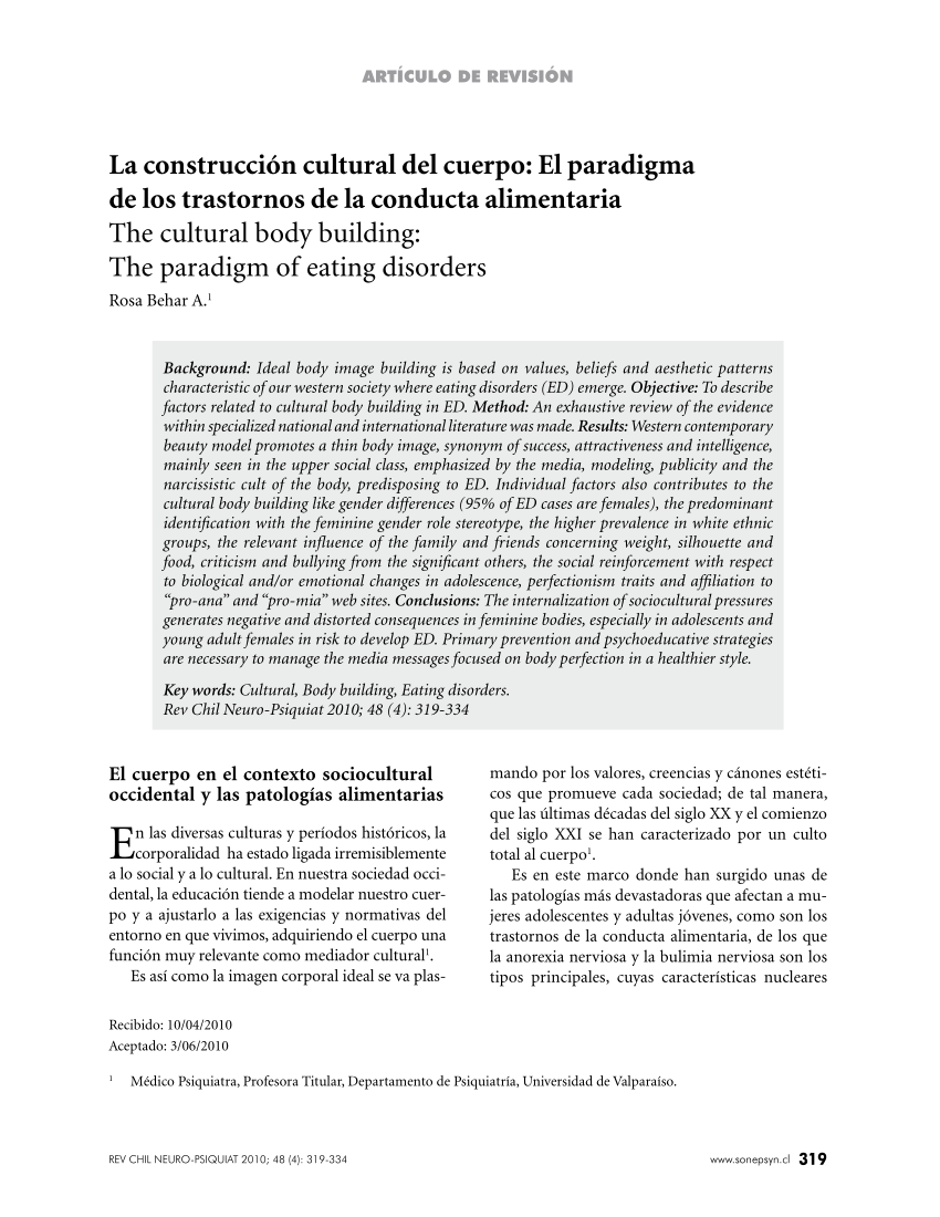 PDF La construcción cultural del cuerpo El paradigma de los  