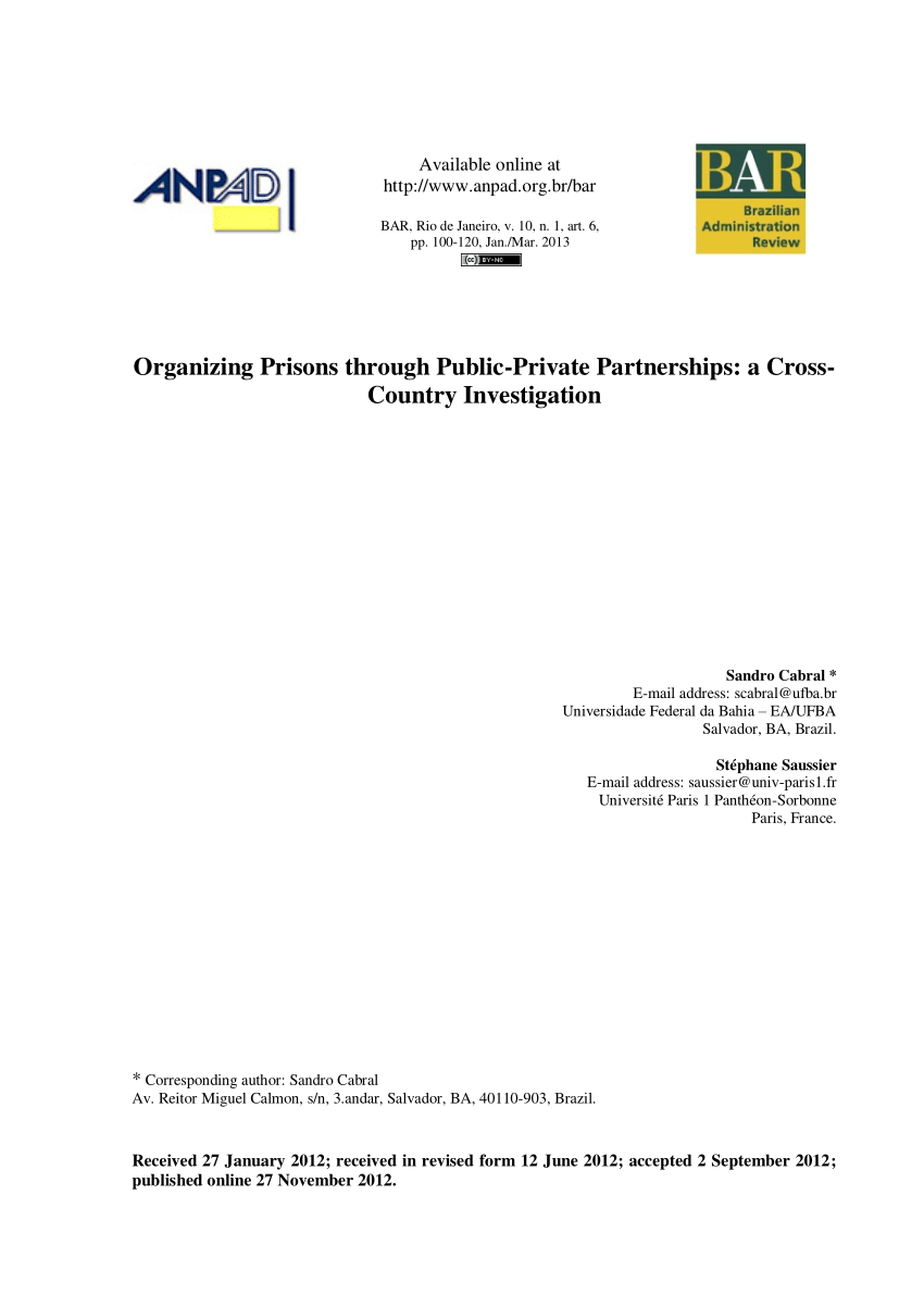 Pdf Organizing Prisons Through Public Private Partnerships A Cross Country Investigation