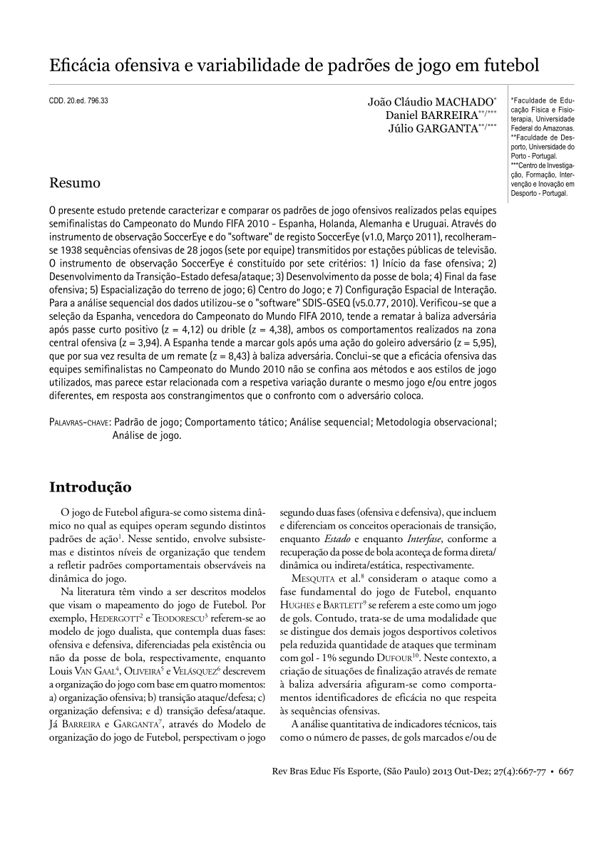 PDF) Attacking efficacy and game pattern variability in soccer