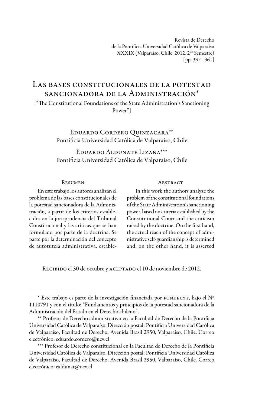 (PDF) Las bases constitucionales de la potestad sancionadora de la ...