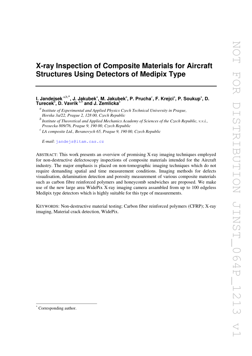Pdf) X-Ray Inspection Of Composite Materials For Aircraft Structures Using  Detectors Of Medipix Type