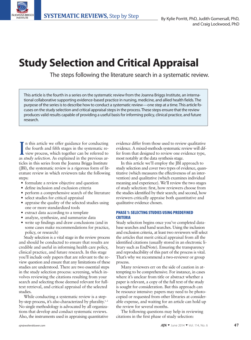 critical appraisal of research studies