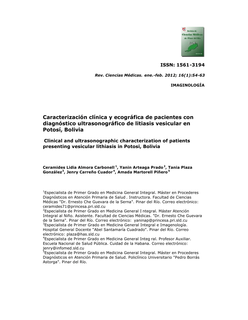 PDF) Caracterización clínica y ecográfica de pacientes con diagnóstico  ultrasonográfico de litiasis vesicular en Potosí, Bolivia