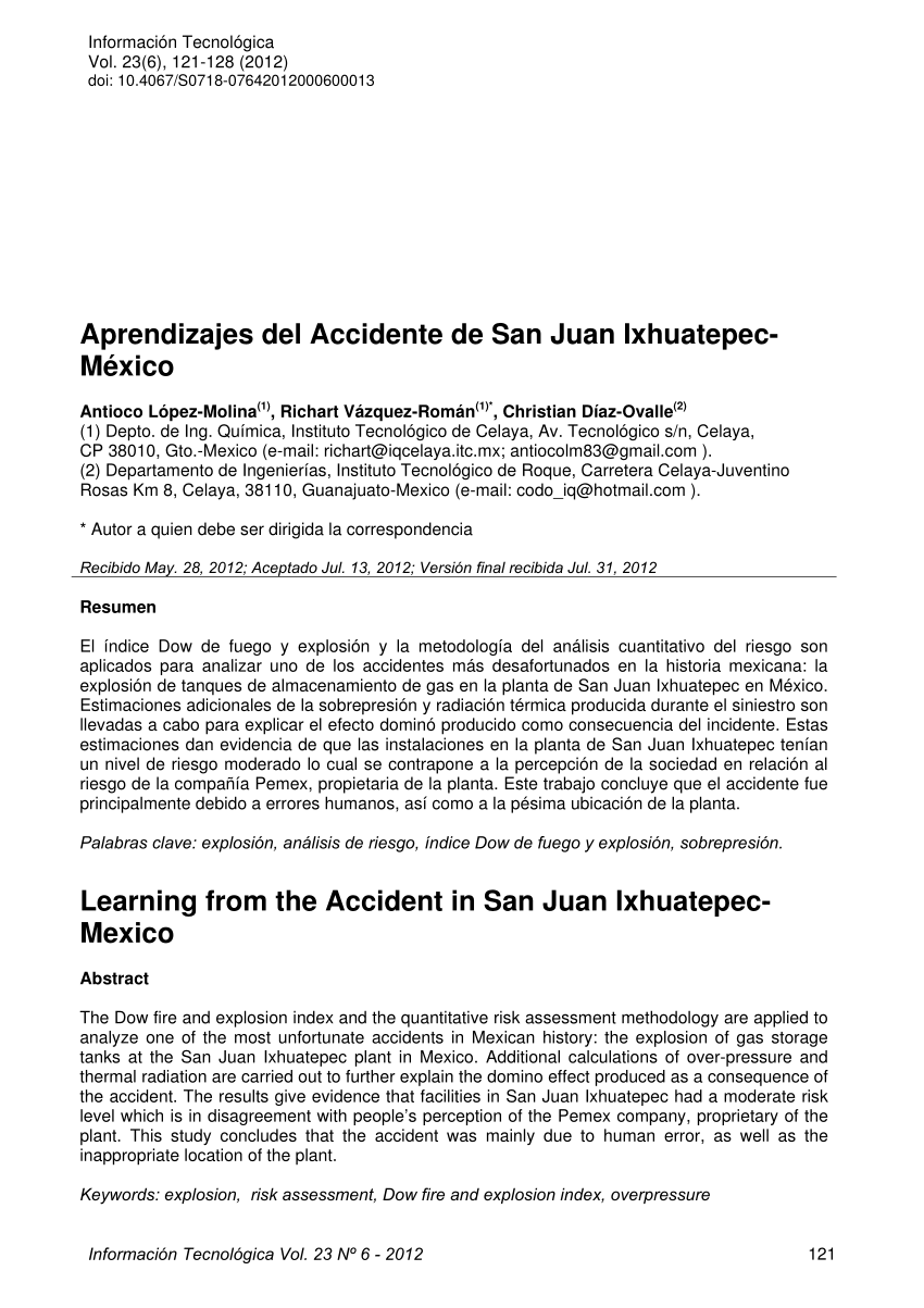 (PDF) Aprendizajes del Accidente de San Juan Ixhuatepec-México