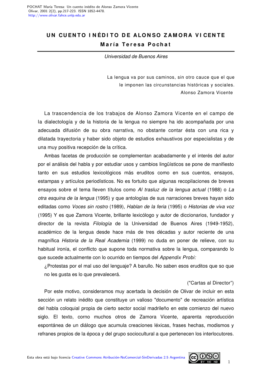 Pdf Un Cuento Inedito De Alonso Zamora Vicente