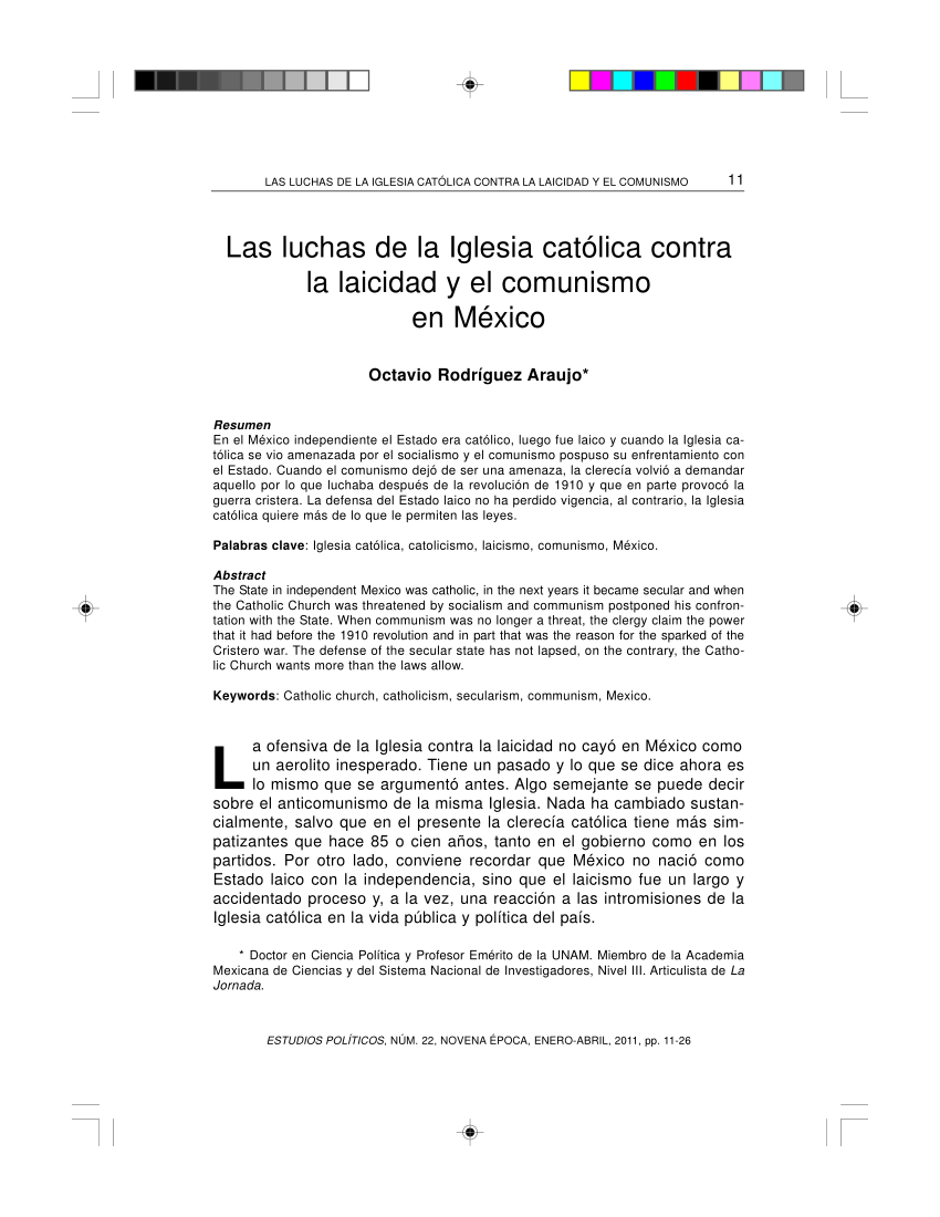 Pdf Las Luchas De La Iglesia Católica Contra La Laicidad Y El Comunismo En México 0216