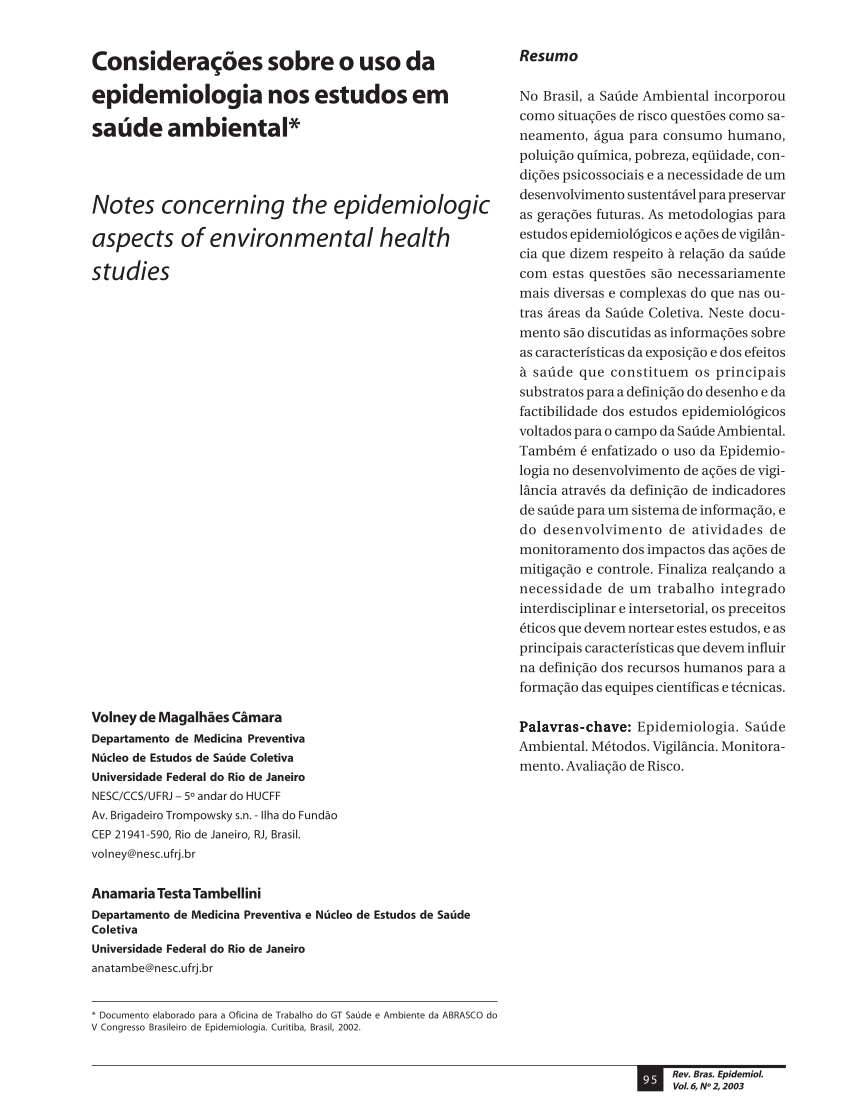 Textos de Epidemiologia para Vigilância Ambiental em Saúde