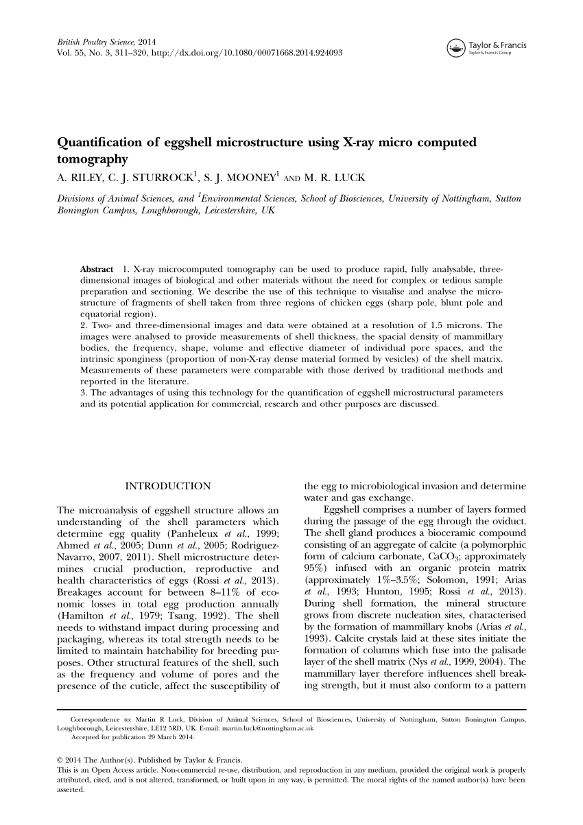 Pdf Quantification Of Eggshell Microstructure Using X Ray Micro Computed Tomography