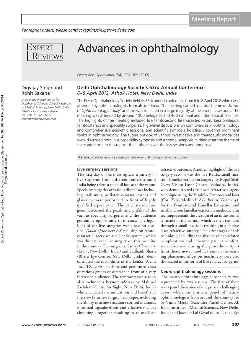 research topics on ophthalmology