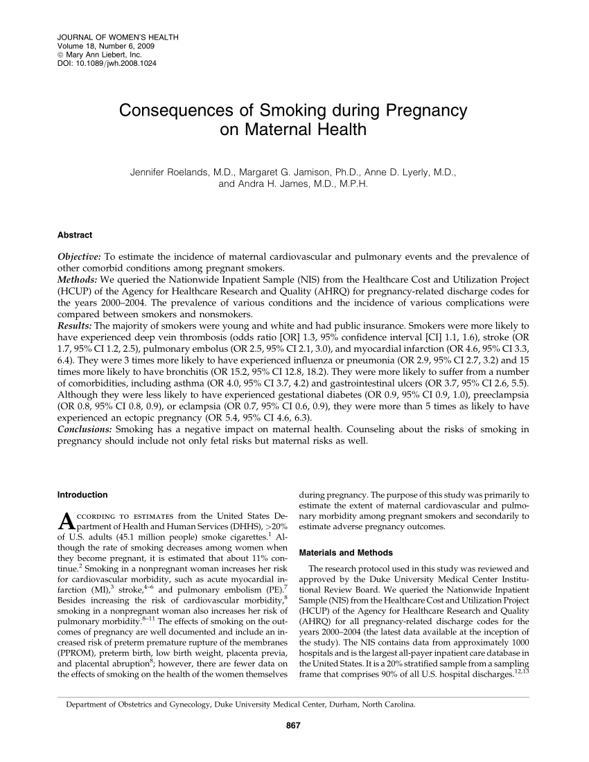 thesis on smoking during pregnancy