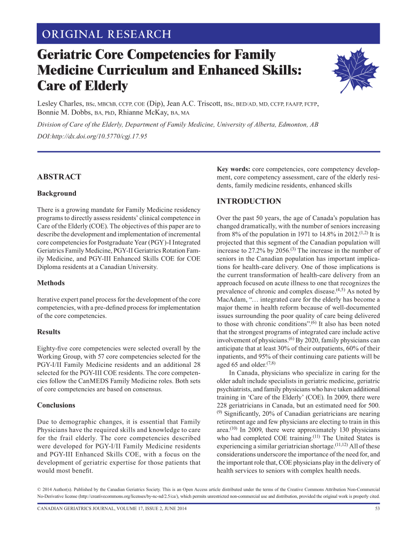 pdf  geriatric core competencies for family medicine curriculum and enhanced skills  care of
