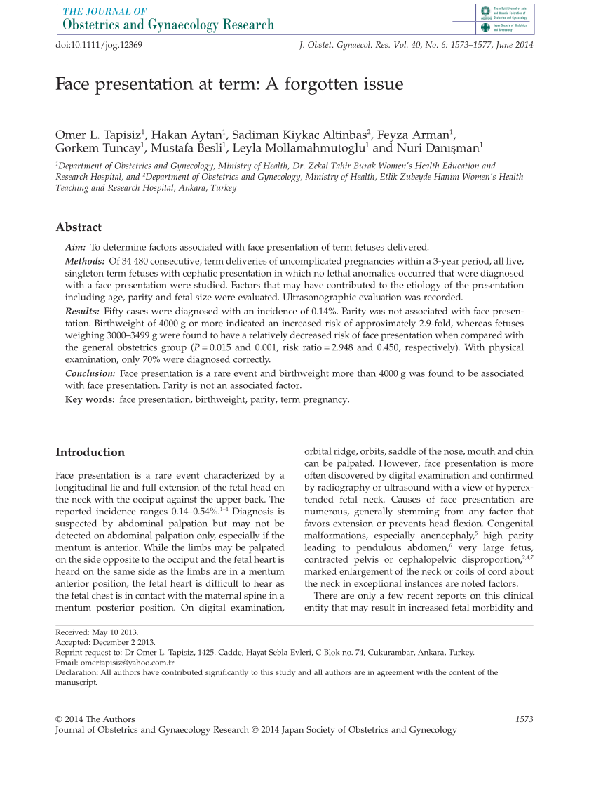 pdf face presentation at term a forgotten issue